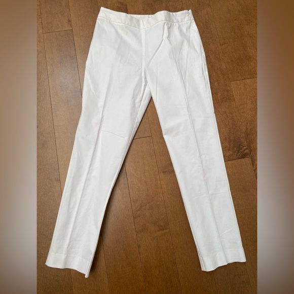 Natori Cotton White Pants with side zipper, Size 4 -New Without Tag- - Picture 1 of 3